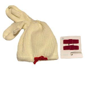 Baby Knit Cap and Mittens and Red Velvet Hair Bows Edgehill Collection
